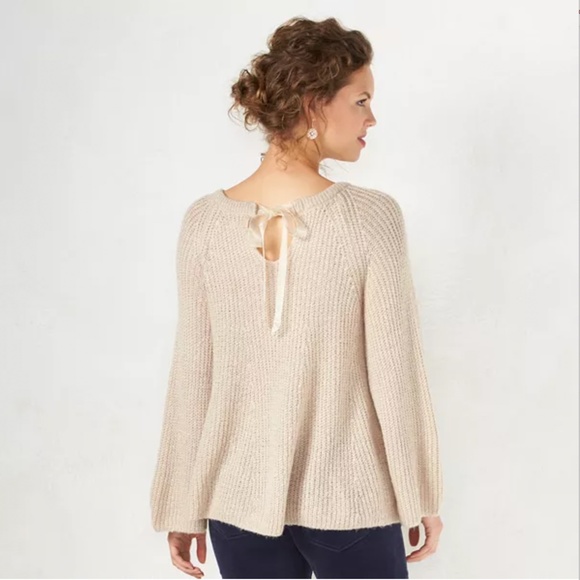 LC LAUREN CONRAD Sweater Swing Embellished Boxy Scoop Neck Gray Small - Picture 2 of 9